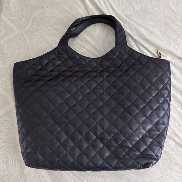 YSL, Saint Laurent iCare Tote Bag and Pouch, Black Quilted Leather - Picture 7 of 14